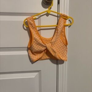 No Boundaries Orange Checkered Crop Top